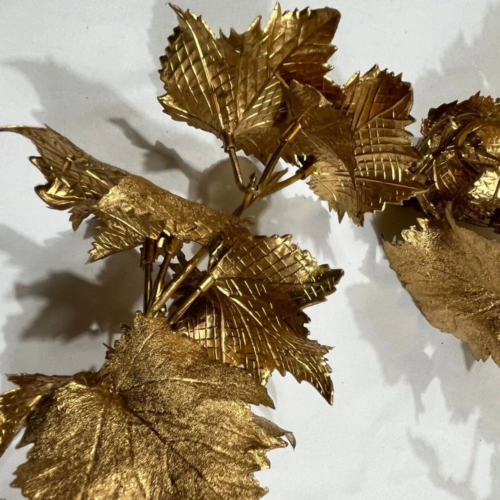 Gold Metallic Foil Grape Leaf Garland Set of 2 Home Fall Decor 74in